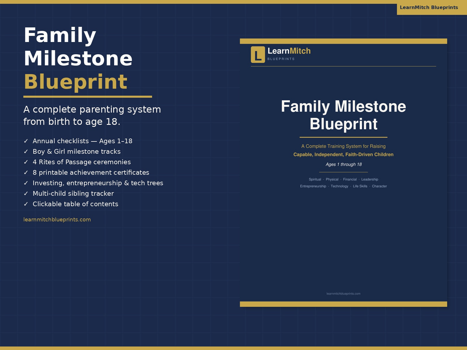 Family Milestone Blueprint - A Complete Training System for Raising Capable, Independent, Faith-Driven Children - Printable